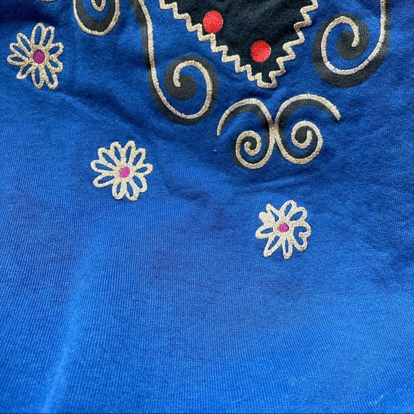 Vintage Sweatshirt Blue Geometric Floral Design Size Medium - Picture 5 of 7